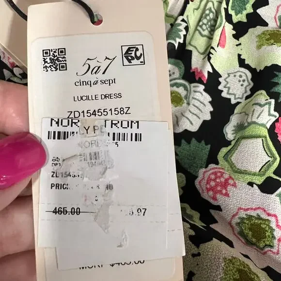 Cinq A Sept Lucille Tiered Ruffle Floral Midi Dress Abstract Green Prairie 0 NWT - Picture 7 of 15